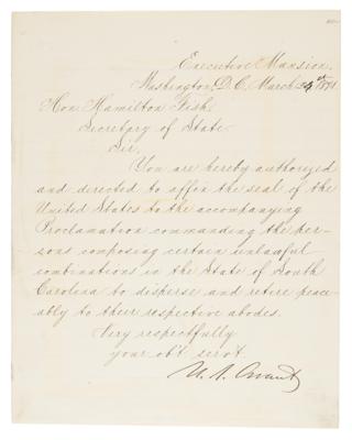 Lot #6019 U. S. Grant Document Signed as President to End Ku Klux Klan Violence - Image 2