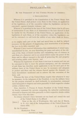 Lot #6019 U. S. Grant Document Signed as President to End Ku Klux Klan Violence - Image 3