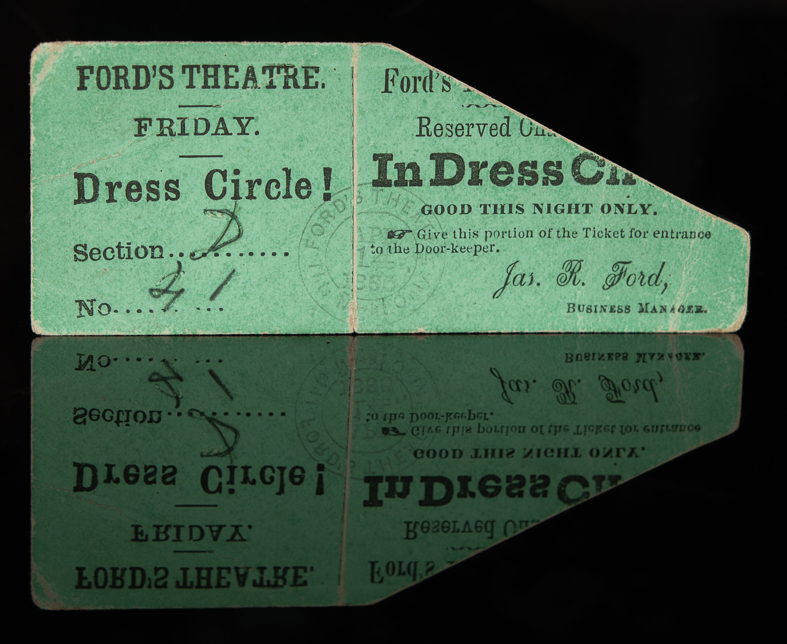 Lot #6018 Abraham Lincoln Assassination: (2) Ford's Theatre Front-Row Tickets from April 14, 1865 (ex. Forbes Collection) - Image 2