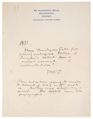 Lot #6039 J. R. R. Tolkien Lengthy Autograph Letter Signed to Publisher on Completing Final Volume of Lord of the Rings - Image 6