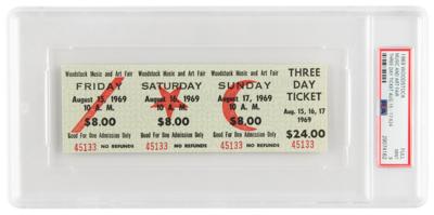 Lot #598 Woodstock Three-Day Admission Ticket PSA