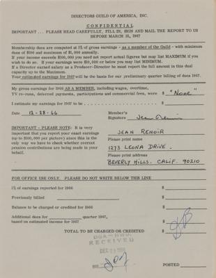 Lot #713 Jean Renoir Document Signed - Image 1