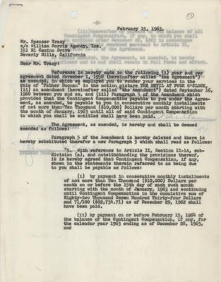 Lot #731 Spencer Tracy Document Signed