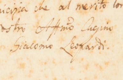 Lot #458 Giacomo Leopardi Autograph Letter Signed on Poems - Image 2
