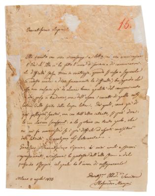 Lot #461 Alessandro Manzoni Rare Autograph Letter Signed - Image 1