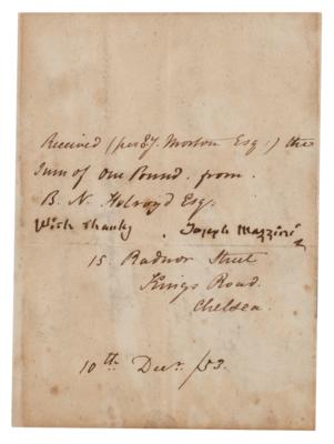 Lot #176 Giuseppe Mazzini Document Signed - Image 1