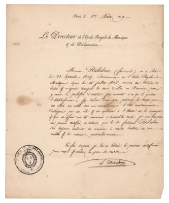 Lot #528 Luigi Cherubini Letter Signed - Image 1