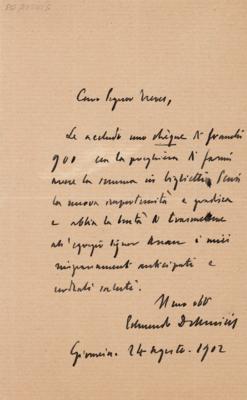 Lot #479 Edmondo De Amicis Autograph Letter Signed - Image 1