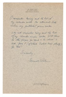 Lot #537 Ernst Toch Autograph Letter Signed - Image 1