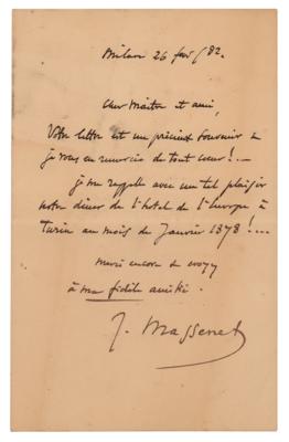 Lot #534 Jules Massenet Autograph Letter Signed - Image 1