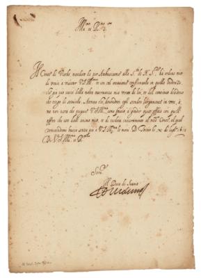 Lot #179 Charles Emmanuel I, Duke of Savoy Letter Signed