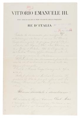Lot #292 Vittorio Emanuele III Document Signed