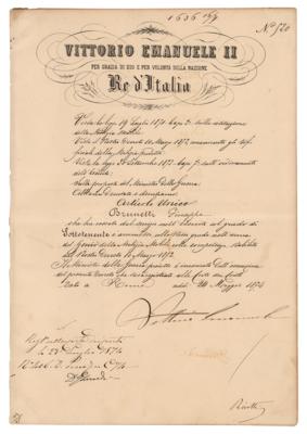 Lot #291 Vittorio Emanuele II Document Signed - Image 1