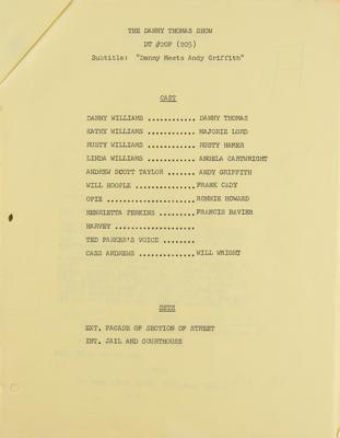 Lot #725 The Danny Thomas Show: Andy Griffith Debut Script - Image 2