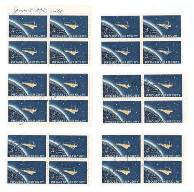 Lot #381 Gemini Astronauts (6) Signed Stamp Blocks - Image 1