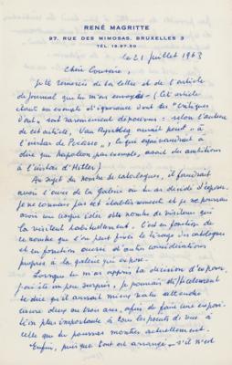 Lot #410 Rene Magritte Autograph Letter Signed - Image 1