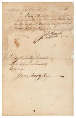 Lot #21 John Hancock Document Signed (1783)