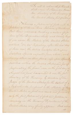 Lot #58 Alexander Hamilton Signed Document on the Import of Distilled Spirits - Image 3