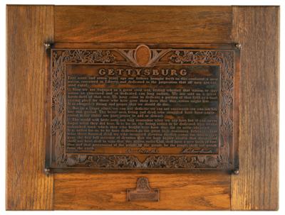 Lot #102 Abraham Lincoln Heavy Bronze Gettysburg Address Plaque - Image 1