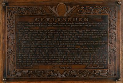 Lot #102 Abraham Lincoln Heavy Bronze Gettysburg Address Plaque - Image 2