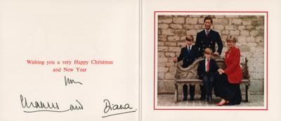 Lot #187 Princess Diana and King Charles III Signed Christmas Card