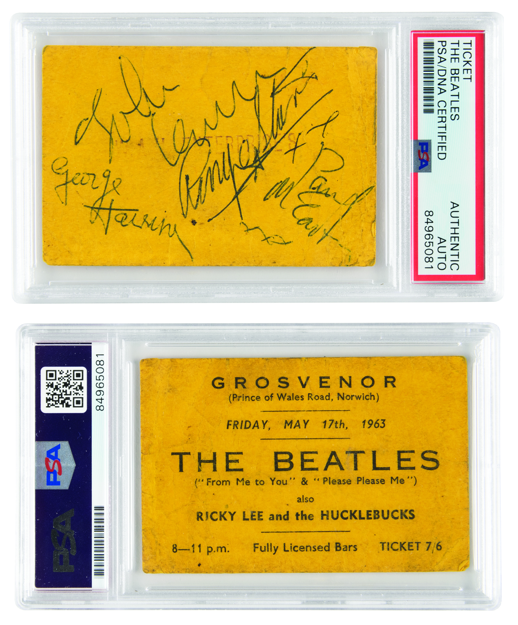 Lot #507 Beatles Signed 1963 Grosvenor Ballroom Ticket - Image 1