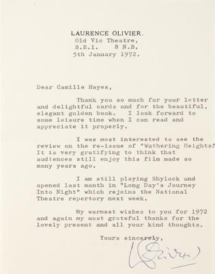 Lot #617 Laurence Olivier Collection of (14) Typed Letters Signed