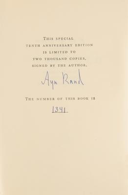 Lot #466 Ayn Rand Signed Book: Atlas Shrugged - Image 2