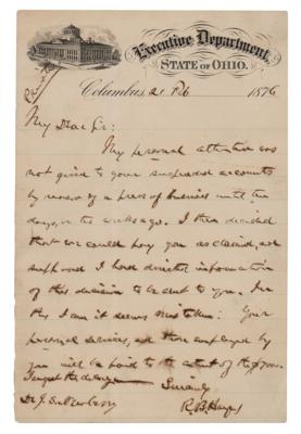 Lot #144 Rutherford B. Hayes Autograph Letter Signed as Ohio Governor - Image 1