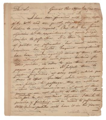 Lot #90 Timothy Pickering Autograph Letter Signed (1794)