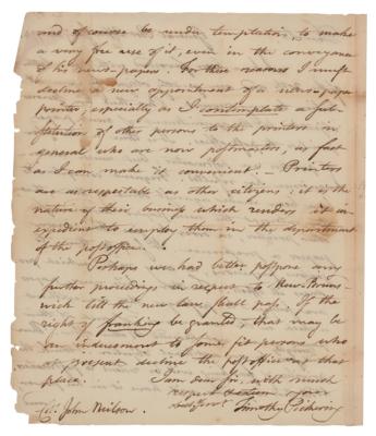 Lot #90 Timothy Pickering Autograph Letter Signed (1794) - Image 2