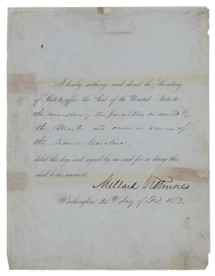 Lot #101 Millard Fillmore Document Signed as