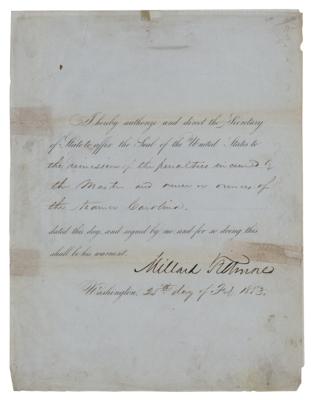 Lot #101 Millard Fillmore Document Signed as President (1853) - Image 1