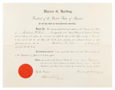 Lot #142 Warren G. Harding Document Signed as