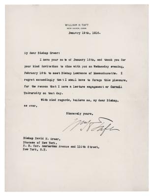 Lot #157 William H. Taft Typed Letter Signed