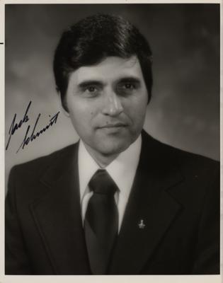 Lot #393 Harrison Schmitt (2) Signed Items - Photograph and Cover - Image 1