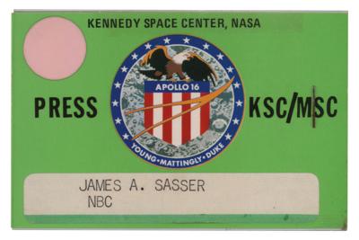 Lot #372 Apollo 16 (2) KSC Press Passes - Image 1