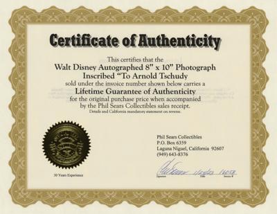 Lot #446 Walt Disney Signed Photograph - Image 2