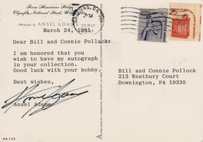 Lot #428 Ansel Adams Signed Postcard