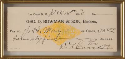 Lot #222 Pat Garrett Signed Check (1900)