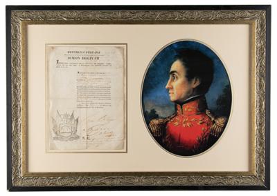 Lot #168 Simon Bolivar Document Signed as President of Peru (1825)