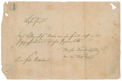 Lot #219 Moses Mendelssohn Autograph Letter Signed
