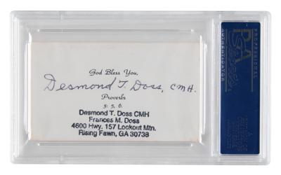 Lot #327 Desmond Doss Twice-Signed Business Card - Image 2