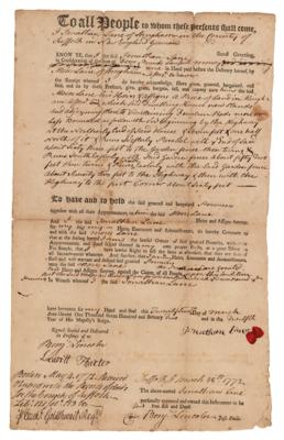 Lot #74 Benjamin Lincoln Document Signed Twice (1772) - Image 1