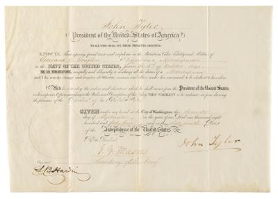 Lot #97 John Tyler Document Signed as President (1844)