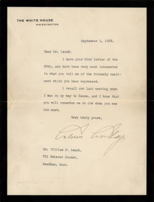 Lot #136 Calvin Coolidge Typed Letter Signed as President (1923) - Image 1