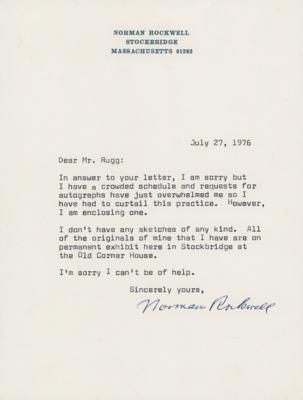 Lot #442 Norman Rockwell Typed Letter Signed