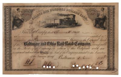 Lot #254 Johns Hopkins Signed Stock Certificate (1858) - Image 1