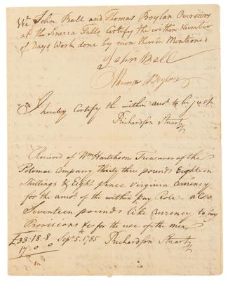 Lot #1 George Washington Document Signed for Potomac Company Payroll - Image 2