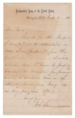 Lot #341 William T. Sherman Autograph Letter Signed